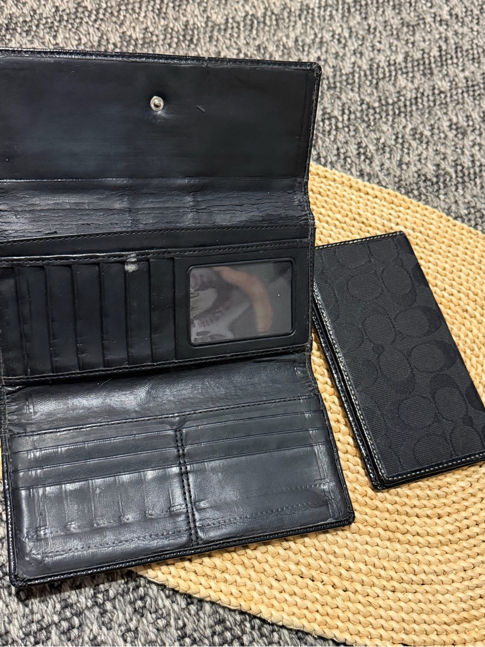 Coach Campbell Black Signature Soho Canvas Shoulder Bag Purse Checkbook Wallet - Picture 12 of 16